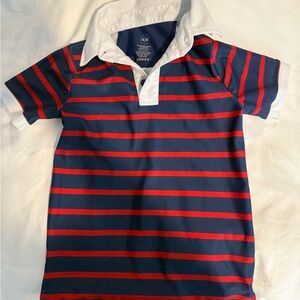 Courtside Kids Athletic Striped Polo Shirt - Red and Blue